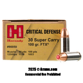 Image of Hornady Critical Defense 30 Super Carry Ammo - 20 Rounds of 100 Grain FTX Ammunition