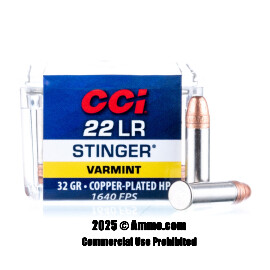 Image of CCI Stinger 22 LR Ammo - 5000 Rounds of 32 Grain CPHP Ammunition