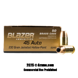 Image of Bulk 45 ACP Ammo - 500  Rounds of Bulk 230 Grain JHP Ammunition from Blazer Brass