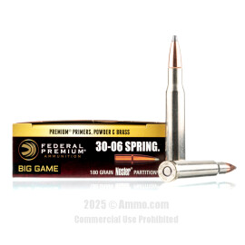 Image of Federal Vital-Shok 30-06 Ammo - 20 Rounds of 180 Grain Nosler Partition Ammunition