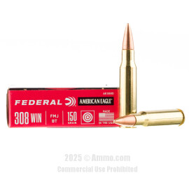 Image of Federal 308 Win Ammo - 20 Rounds of 150 Grain FMJ-BT Ammunition