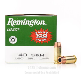 Image of Remington 40 Cal Ammo - 100 Rounds of 180 Grain JHP Ammunition