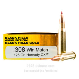 Image of Black Hills Gold 308 Win Ammo - 20 Rounds of 125 Grain CX Ammunition