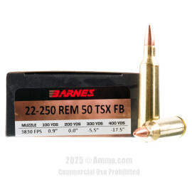Image of Barnes 22-250 Rem Ammo - 20 Rounds of 50 Grain TSX Ammunition