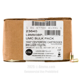 Image of Remington UMC 9mm Ammo - 1000 Rounds of 115 Grain FMJ Ammunition