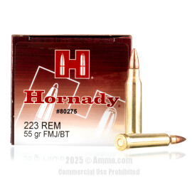 Image of Hornady 223 Rem Ammo - 500 Rounds of 55 Grain FMJ-BT Ammunition