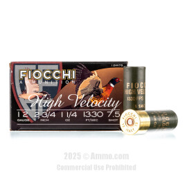 Image of Fiocchi High Velocity 12 Gauge Ammo - 25 Rounds of 2-3/4" 1-1/4 oz. #7-1/2 Shot Ammunition