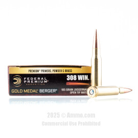 Image of Federal Gold Medal 308 Win Ammo - 20 Rounds of 185 Grain Berger Juggernaut OTM Ammunition