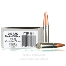 Image of Underwood 300 AAC Blackout Ammo - 20 Rounds of 115 Grain Controlled Chaos Ammunition