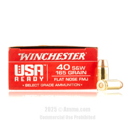Image of Winchester USA Ready 40 S&W Ammo - 50 Rounds of 165 Grain FMJ FN Ammunition