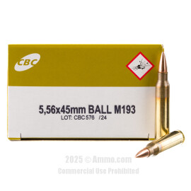Image of CBC 5.56x45 Ammo - 50 Rounds of 55 Grain FMJ M193 Ammunition