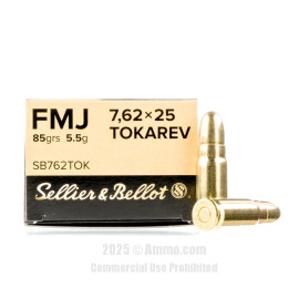 Image of Sellier and Bellot 7.62 Tokarev Ammo - 50 Rounds of 85 Grain FMJ Ammunition