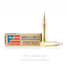 Image of Hornady Frontier 223 Rem Ammo - 20 Rounds of 55 Grain HP Match Ammunition