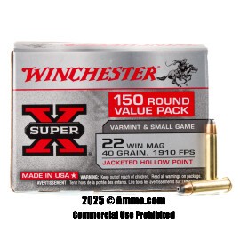 Image of Bulk 22 WMR Ammo - 1500 Rounds of Bulk 40 Grain JHP Ammunition from Winchester