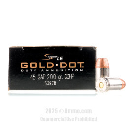 Image of Speer 45 GAP Ammo - 50 Rounds of 200 Grain JHP Ammunition