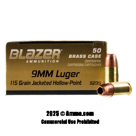 Image of Bulk 9mm Ammo - 500  Rounds of Bulk 115 Grain JHP Ammunition from Blazer Brass