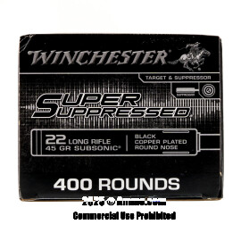 Image of Winchester Super Suppressed 22 LR Ammo - 400 Rounds of 45 Grain CPRN Ammunition