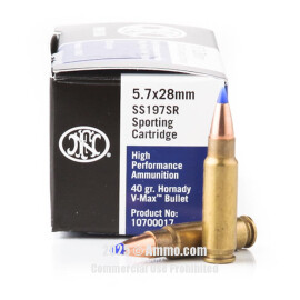 Image of FN Herstal SS197SR 5.7x28mm Ammo - 500 Rounds of 40 Grain V-MAX Ammunition