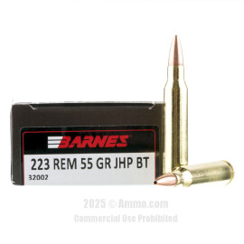 Image of Barnes 223 Rem Ammo - 20 Rounds of 55 Grain JHP BT Ammunition