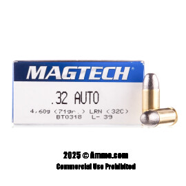 Image of Magtech 32 ACP Ammo - 50 Rounds of 71 Grain LRN Ammunition