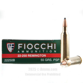 Image of Fiocchi 22-250 Rem Ammo - 20 Rounds of 55 Grain PSP Ammunition