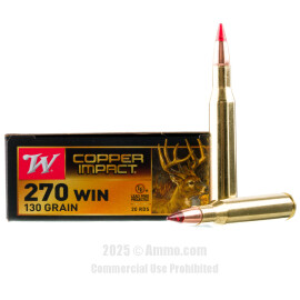 Image of Winchester Copper Impact 270 Win Ammo - 20 Rounds of 130 Grain Copper Extreme Point Ammunition