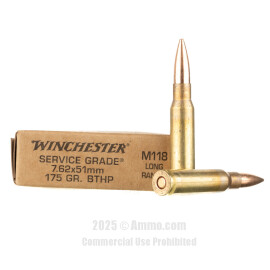 Image of Winchester Service Grade 7.62x51 Ammo - 20 Rounds of 175 Grain HPBT MatchKing M118LR Ammunition