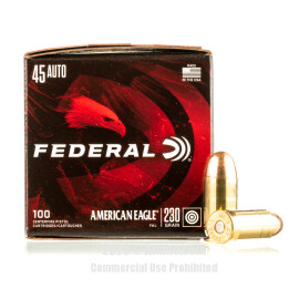 Image of Federal American Eagle 45 ACP Ammo - 100 Rounds of 230 Grain FMJ Ammunition