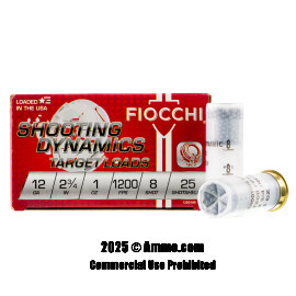 Image of Fiocchi 12 Gauge Ammo - 25 Rounds of 1 oz. #8 Shot (Lead) Ammunition