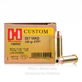 Image of Hornady 357 Magnum Ammo - 25 Rounds of 158 Grain JHP Ammunition