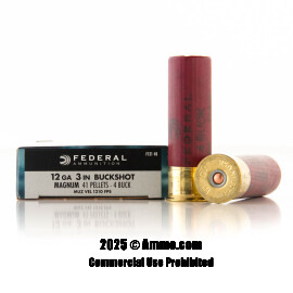 Image of Federal Power-Shok 12 Gauge 3" Ammo - 5 Rounds of 1-15/16 oz. #4 Buckshot Ammunition