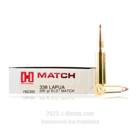 Image of Hornady 338 Lapua Magnum Ammo - 20 Rounds of 285 Grain ELD-Match Ammunition