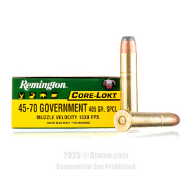 Image of Remington Core-Lokt 45-70 Govt Ammo - 20 Rounds of 405 Grain SP Ammunition