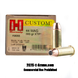 Image of Hornady Custom 44 Magnum Ammo - 20 Rounds of 300 Grain XTP JHP Ammunition