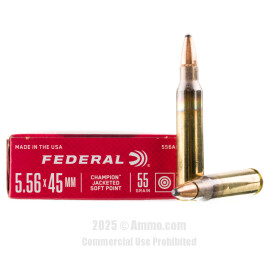 Image of Federal Champion 5.56x45 Ammo - 20 Rounds of 55 Grain JSP Ammunition