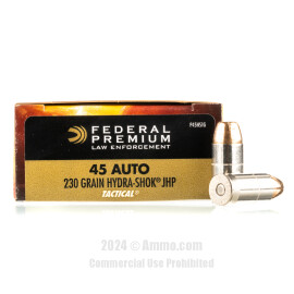 Image of Federal 45 ACP Ammo - 50 Rounds of 230 Grain JHP Ammunition