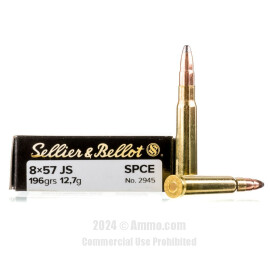 Sellier & Bellot 8x57mm JS Ammo - 20 Rounds of 196 Grain SPCE...