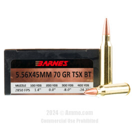 Image of Barnes VOR-TX 5.56x45 Ammo - 20 Rounds of 70 Grain TSX Ammunition