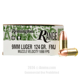 Image of Remington Range 9mm Ammo - 50 Rounds of 124 Grain FMJ Ammunition