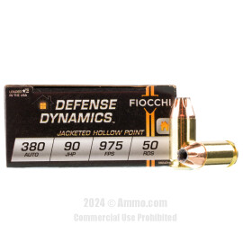 Image of Fiocchi 380 ACP Ammo - 1000 Rounds of 90 Grain JHP Ammunition