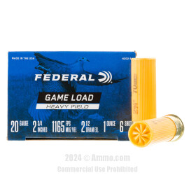 Image of Federal 20 ga Ammo - 250 Rounds of #6 Shot (Lead) Ammunition