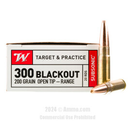 Image of Winchester Subsonic 300 AAC Blackout Ammo - 200 Rounds of 200 Grain Open Tip Ammunition