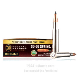 Image of Federal Vital-Shok 30-06 Ammo - 20 Rounds of 180 Grain Trophy Copper Polymer Tipped Ammunition