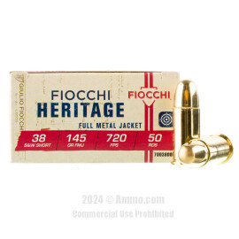Image of Fiocchi 38 S&W Ammo - 50 Rounds of 145 Grain FMJ Ammunition