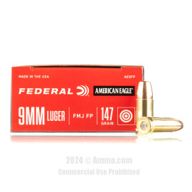 Image of Federal 9mm Ammo - 50 Rounds of 147 Grain FMJ Ammunition
