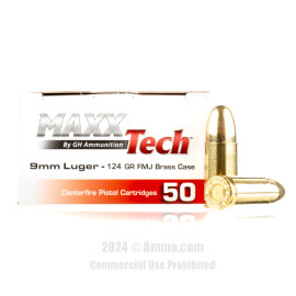 Image of MAXX Tech 9mm Ammo - 500 Rounds of 124 Grain FMJ Ammunition