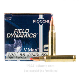 Image of Fiocchi 223 Rem Ammo - 50 Rounds of 55 Grain V-MAX Ammunition