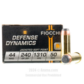 Image of Fiocchi 44 Magnum Ammo - 50 Rounds of 240 Grain JSP Ammunition