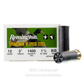 Image of Remington Sportsman Hi-Speed Steel 12 Gauge Ammo - 250 Rounds of 1-1/4 oz. BB Steel Shot Ammunition