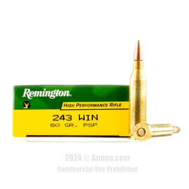 Image of Remington 243 Win Ammo - 20 Rounds of 80 Grain PSP Ammunition